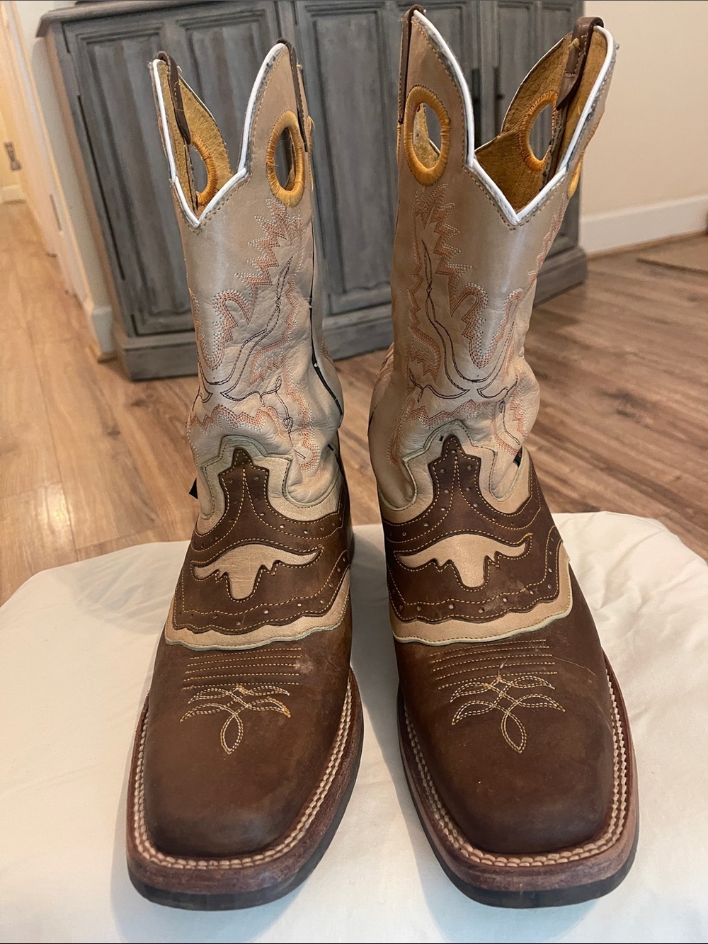 Men's Reyme Two-Tone Brown and Cream Western Cowboy Boots